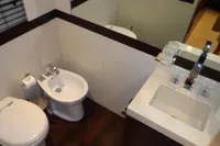 Luxury yacht Tecnomar 100 bathroom with modern fixtures, 2009 model.