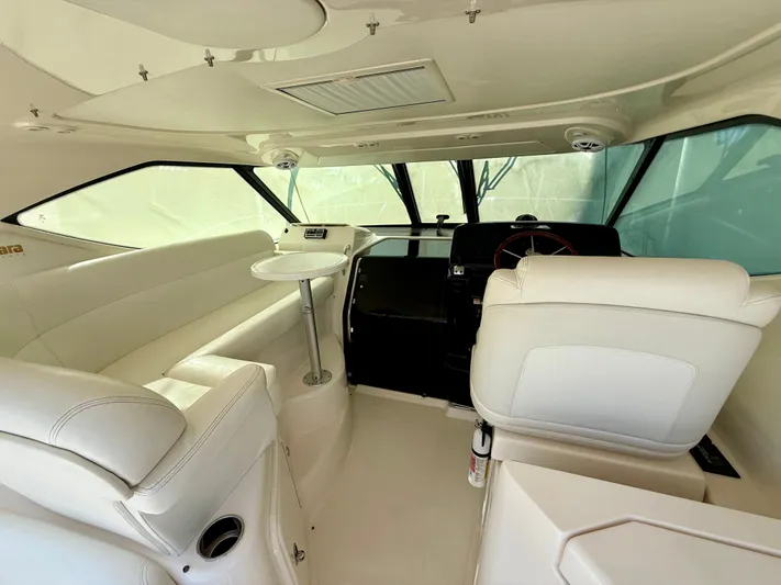  Yacht Photos Pics Interior of 2008 Tiara Yachts 3500 Sovran with white seating.