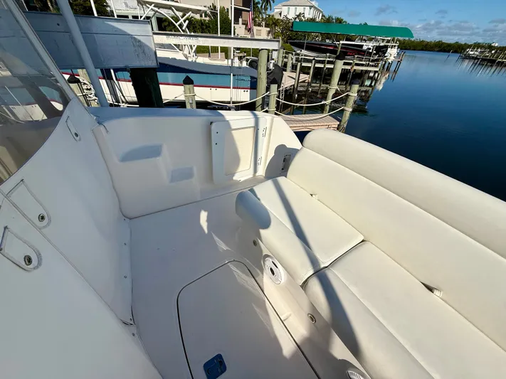  Yacht Photos Pics Interior of a 2008 Tiara Yachts 3500 Sovran with white seating area.