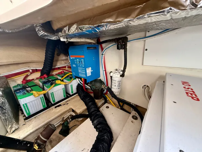  Yacht Photos Pics 2008 Tiara Yachts 3500 Sovran engine compartment with batteries.