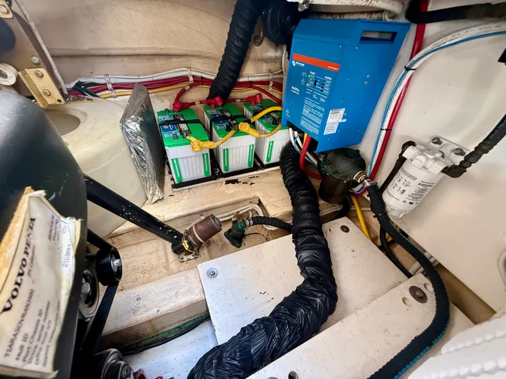  Yacht Photos Pics Engine compartment of 2008 Tiara Yachts 3500 Sovran with batteries and wiring.