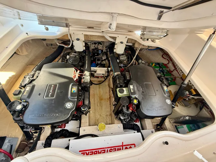  Yacht Photos Pics Engine room of 2008 Tiara Yachts 3500 Sovran with Volvo Penta engines.