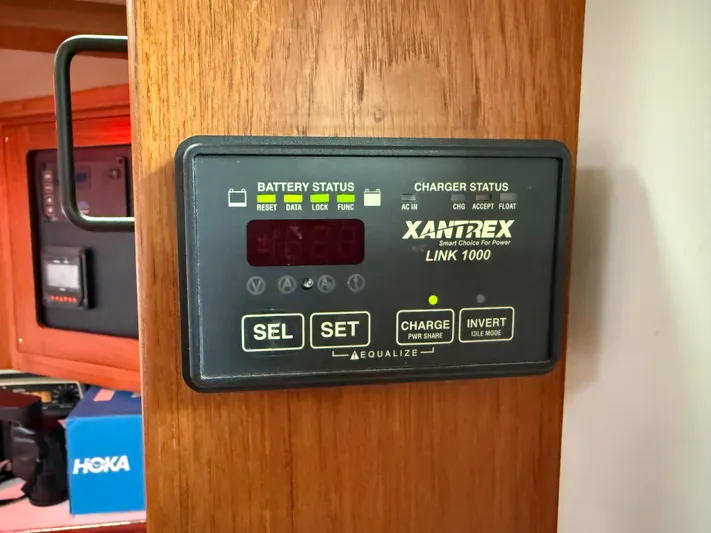 Imagine Yacht Photos Pics Xantrex Link 1000 battery charger display on 1990 J Boats J/44 yacht.