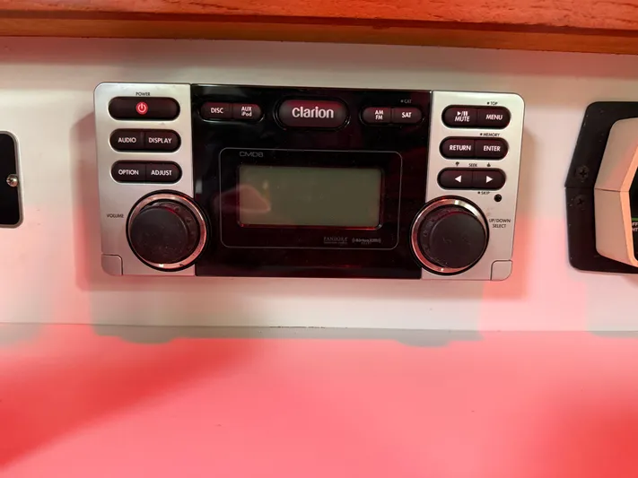 Imagine Yacht Photos Pics Clarion stereo system on 1990 J Boats J/44 yacht dashboard.