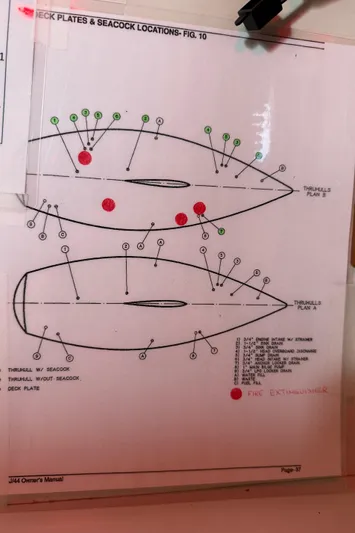Imagine Yacht Photos Pics Diagram of J Boats J/44 (1990) showing deck plates and seacock locations.