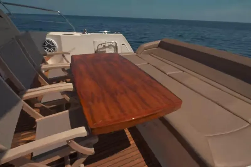  Yacht Photos Pics Luxury seating area on 2013 Prestige 550 S yacht with ocean view.