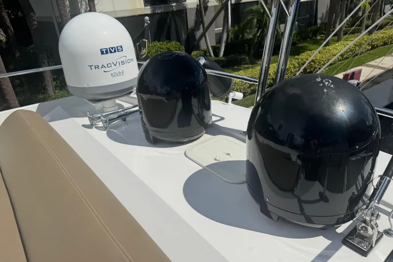  Yacht Photos Pics Satellite domes on a 2013 Prestige 550 S yacht deck.