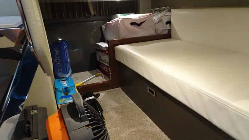 Sc Yacht Photos Pics Interior of 2018 Carver C34 Coupe with storage and seating area.