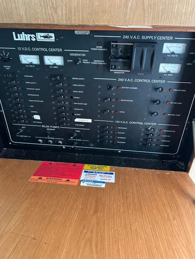  Yacht Photos Pics Luhrs 36 Convertible 2007 control panel with various switches and indicators.