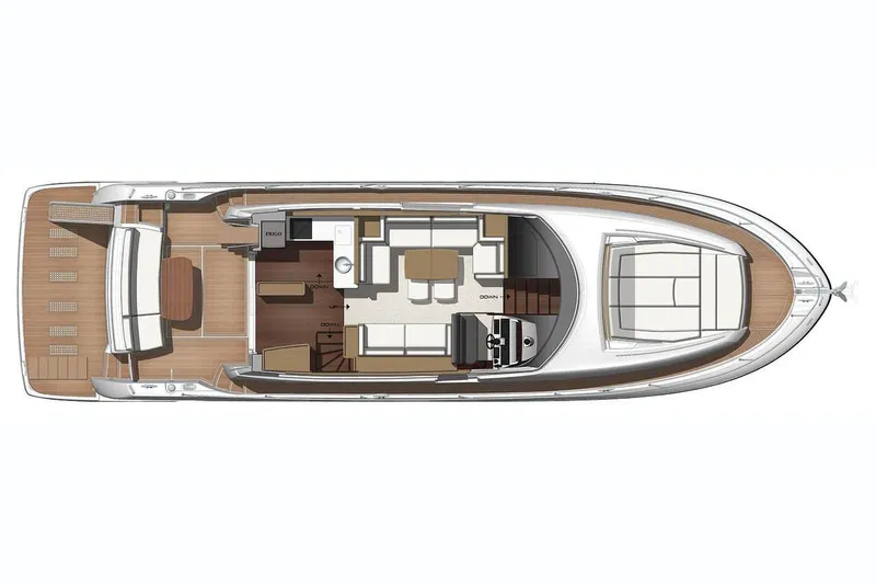 Seeworthy Yacht Photos Pics Manufacturer Provided Image: Top view layout of 2018 Prestige 560 yacht interior.