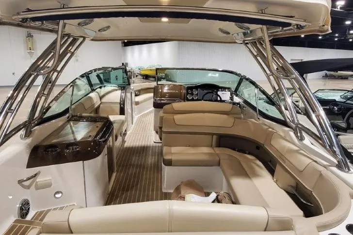  Yacht Photos Pics 2017 Formula 350 Crossover Bowrider interior with luxurious seating and modern design.