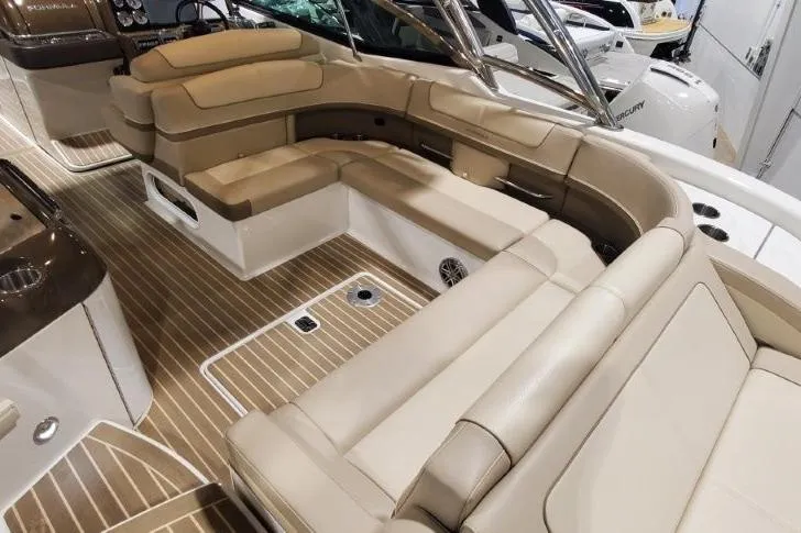  Yacht Photos Pics Luxurious seating area in 2017 Formula 350 Crossover Bowrider boat with elegant design.