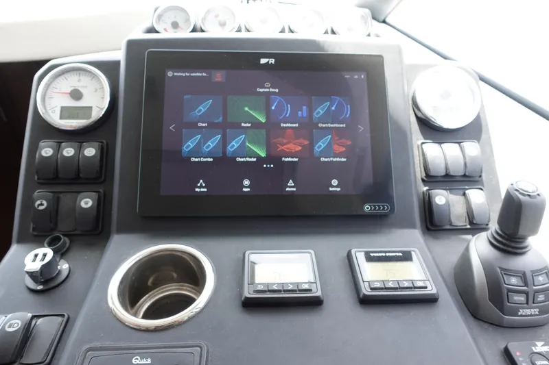 Somedays Here Yacht Photos Pics Control panel of a 2021 Jeanneau NC 37 boat with touchscreen navigation display.