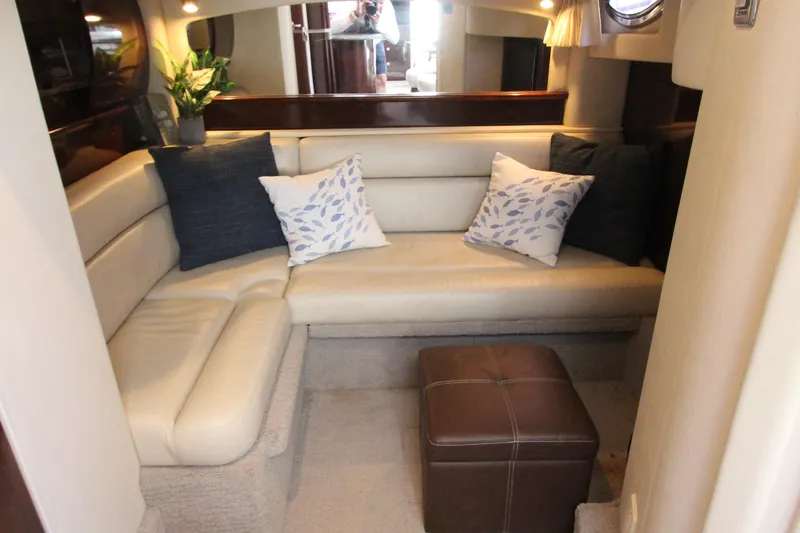  Yacht Photos Pics Luxurious interior of 2008 Sea Ray 44 Sundancer yacht with plush seating and decor.
