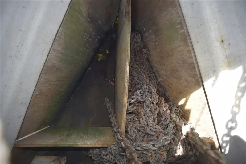  Yacht Photos Pics Anchor chain in the bow of a 2002 Beneteau Oceanis 473.