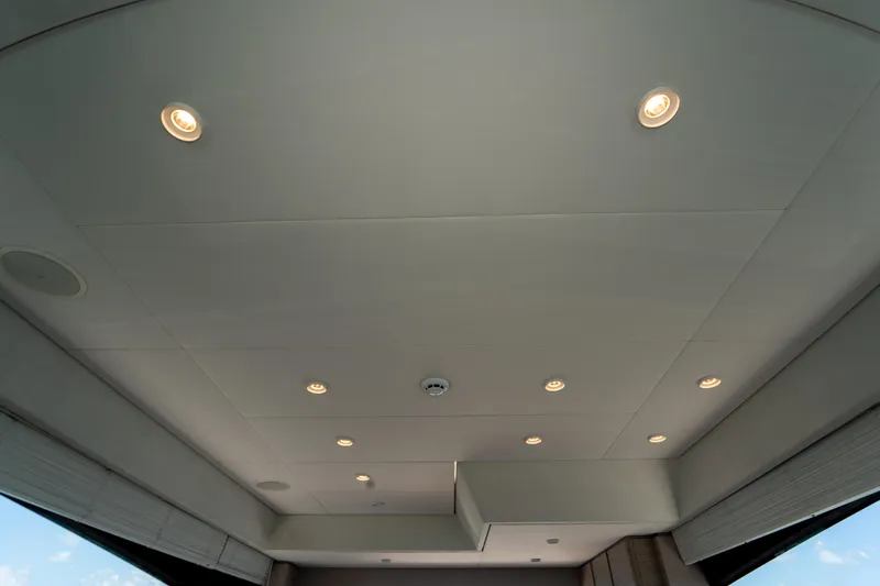 Avanti Yacht Photos Pics Ceiling of 2022 Ferretti Yachts 500 with recessed lighting and modern design.