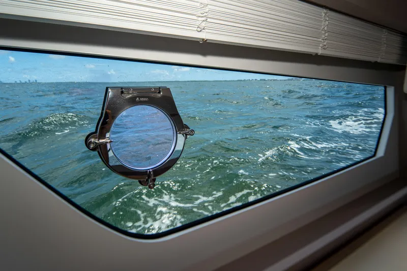 Avanti Yacht Photos Pics View of ocean through Ferretti Yachts 500 window, 2022 model.
