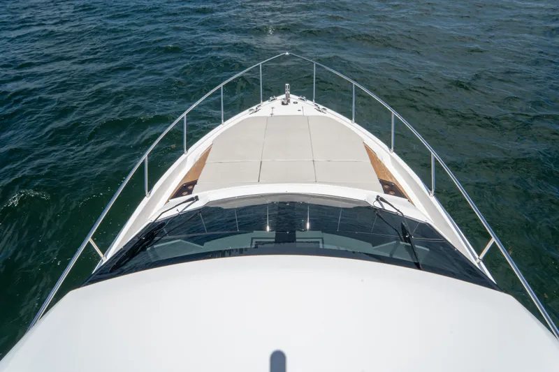 Avanti Yacht Photos Pics 2022 Ferretti Yachts 500 bow view on open water.