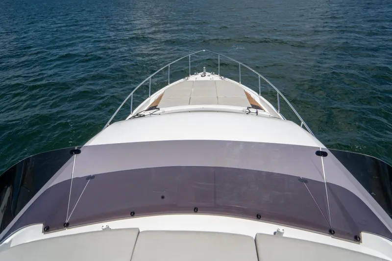 Avanti Yacht Photos Pics 2022 Ferretti Yachts 500 bow view on open water.