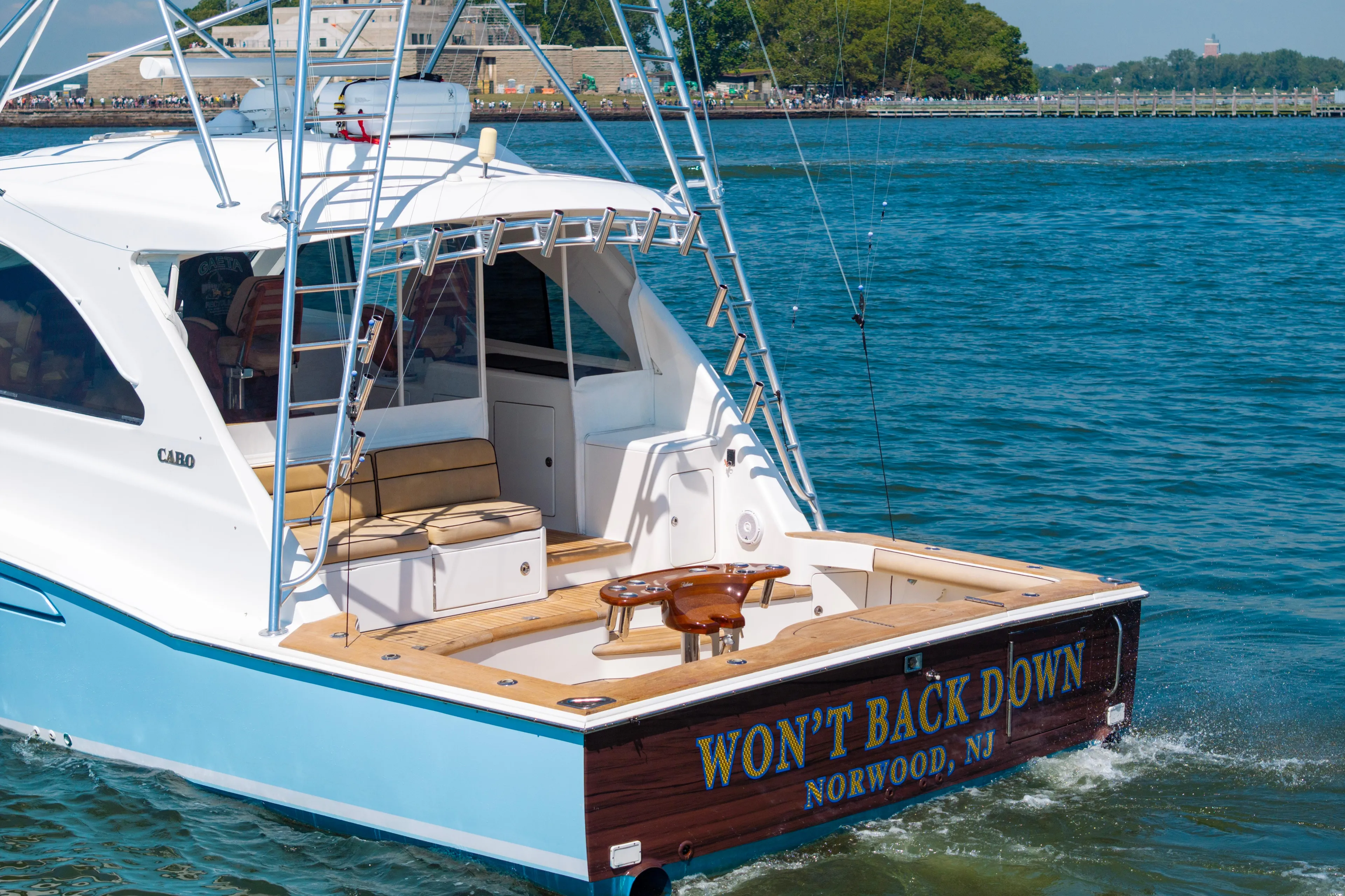  Yacht Photos Pics 2012 Cabo 44 Hardtop Express boat named "Won't Back Down" on the water.