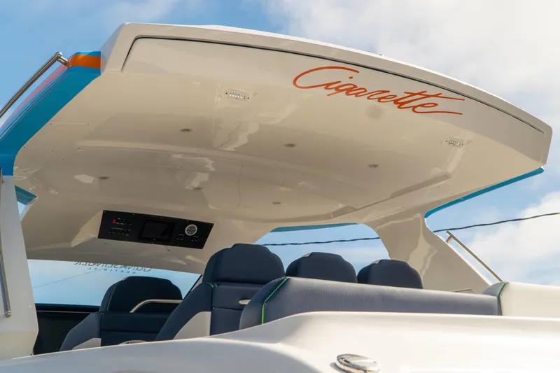  Yacht Photos Pics 2023 Cigarette 41' Nighthawk boat with sleek design and modern seating.