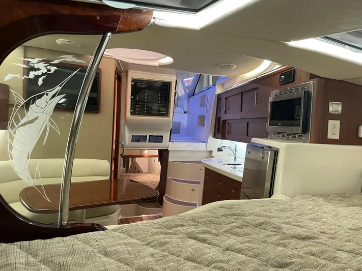  Yacht Photos Pics Luxurious interior of 2022 Grady-White Express 370 boat with modern amenities.