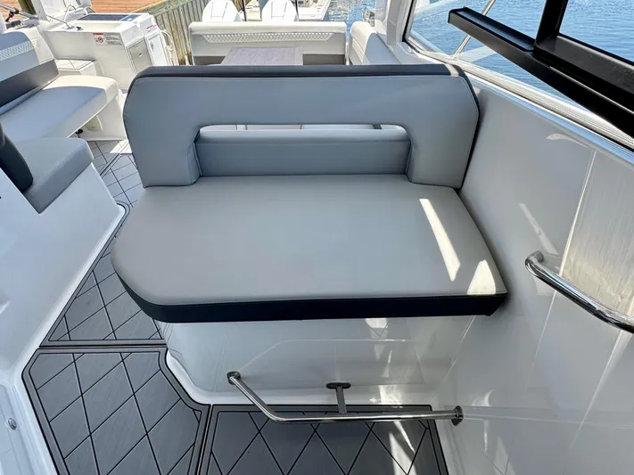  Yacht Photos Pics 2025 Beneteau Gran Turismo 36 interior seating with modern design and ocean view.