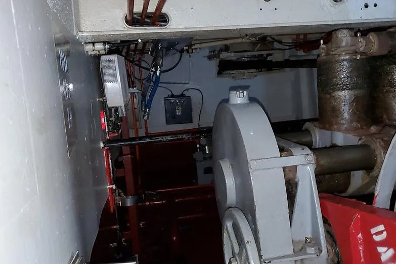  Yacht Photos Pics Interior machinery of 1970 COMMERICAL BOAT LCU-135, featuring mechanical components and wiring.