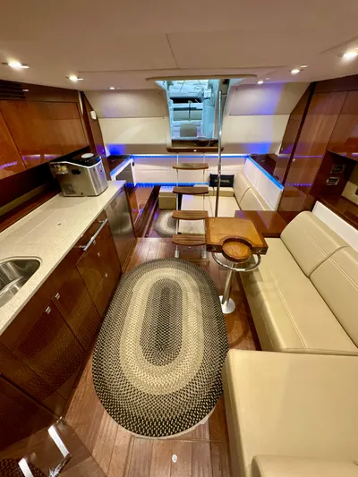 Sand Bar Yacht Photos Pics Luxurious interior of 2011 Sea Ray 450 Sundancer yacht with modern amenities and elegant design.