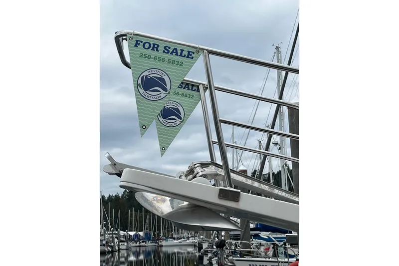 Abina Yacht Photos Pics For sale sign on 2001 Kadey-Krogen 39 yacht at marina.