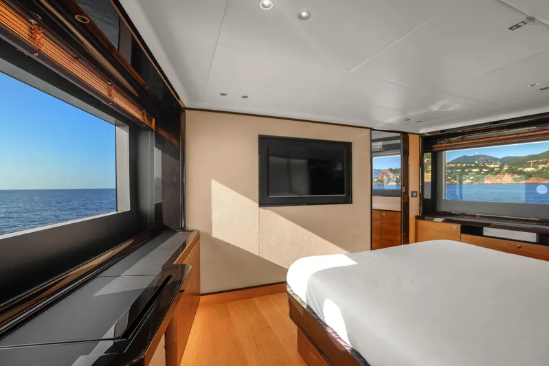  Yacht Photos Pics Luxurious interior of 2023 Absolute Navetta 68 yacht with ocean view and modern amenities.