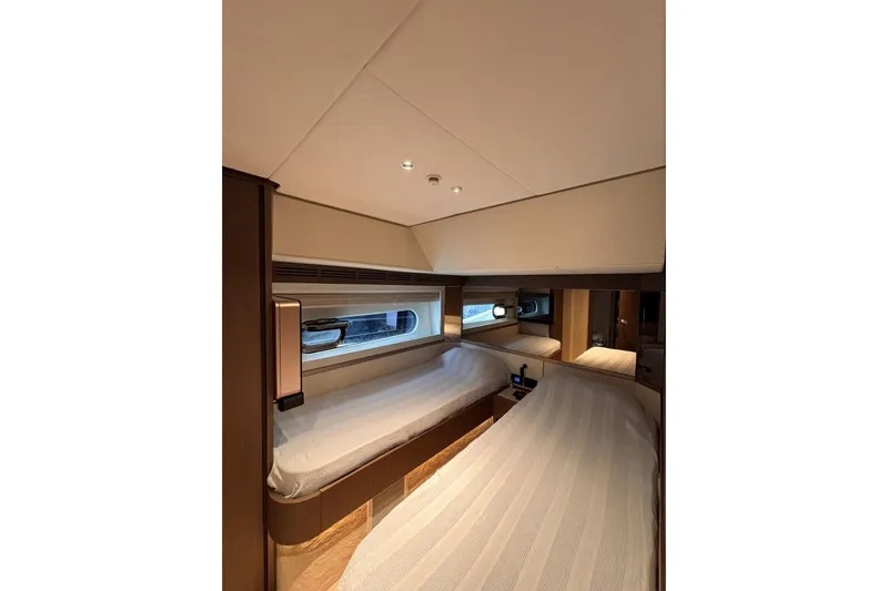  Yacht Photos Pics Luxurious twin cabin interior of 2025 Benetti Azimut MAGELLANO 66 yacht.