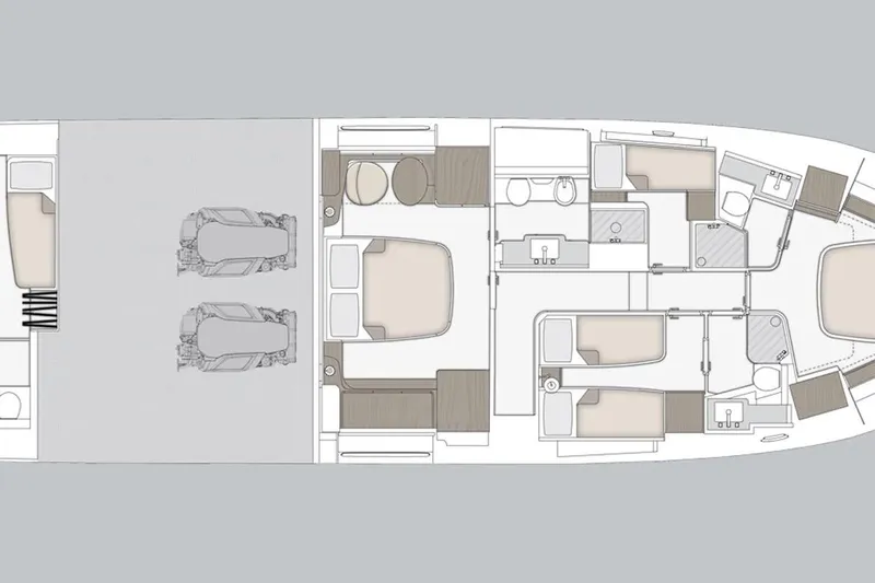  Yacht Photos Pics Floor plan of 2025 Benetti Azimut MAGELLANO 66 yacht, showcasing interior layout and design.
