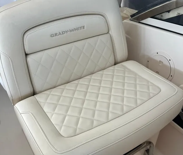  Yacht Photos Pics 2022 Grady-White Freedom 275 boat seat with diamond-stitched upholstery.