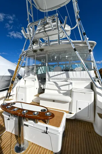 Two & Five Yacht Photos Pics 2013 Albemarle 360 Express Fisherman boat with seating and fishing rod holders.