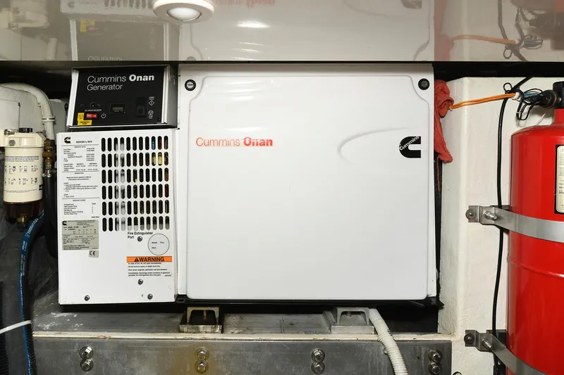 Two & Five Yacht Photos Pics Cummins Onan generator in 2013 Albemarle 360 Express Fisherman boat engine room.