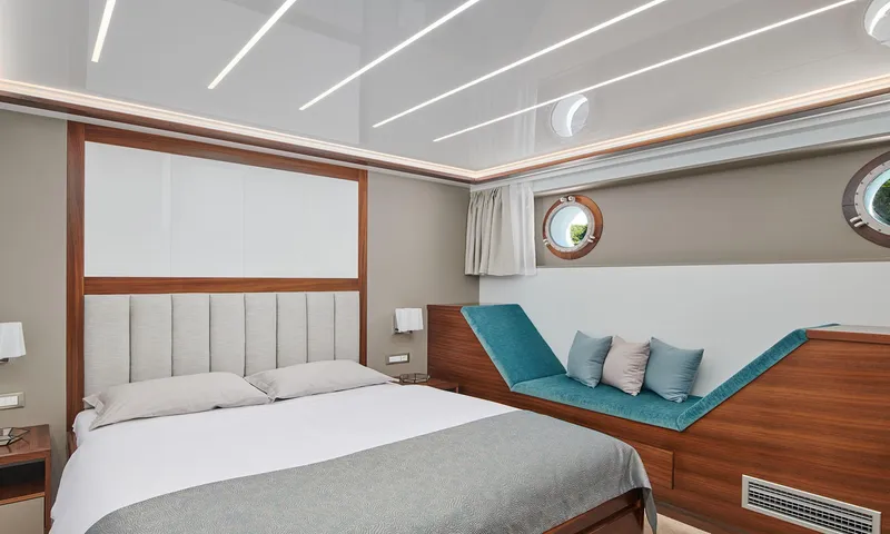 Corsario Yacht Photos Pics Luxurious cabin interior of 2019 Custom RADEŽ d.d. Schooner with modern design.