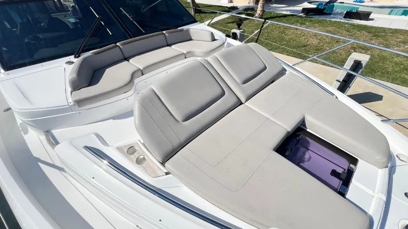  Yacht Photos Pics Luxurious 2019 Princess F62 yacht with spacious sunbathing area and comfortable seating.