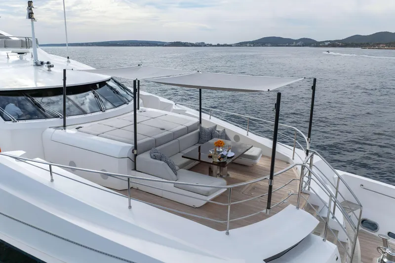  Yacht Photos Pics Luxurious 2016 Sunseeker 131 Yacht with elegant deck seating and ocean view.