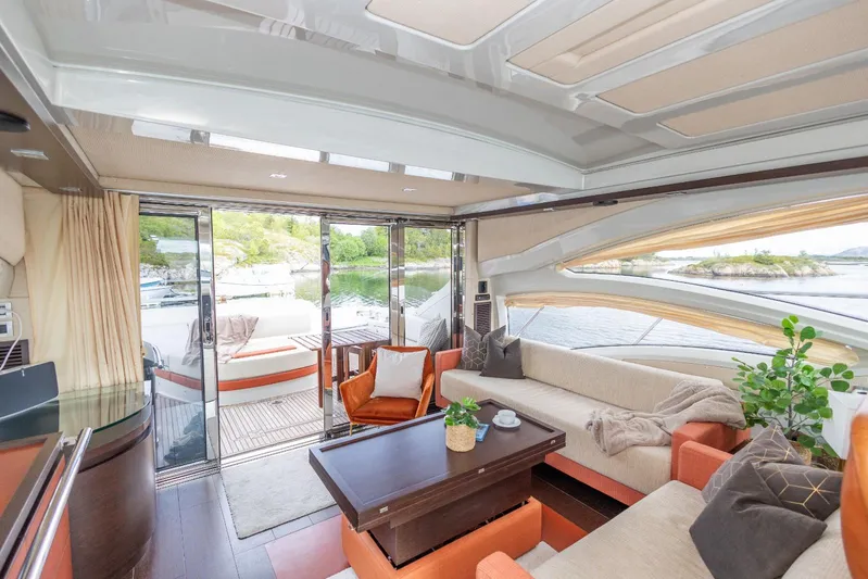  Yacht Photos Pics Luxurious interior of 2008 Azimut 62S yacht with elegant seating and scenic views.