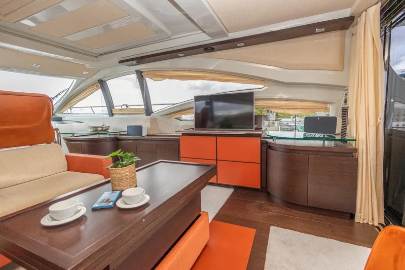  Yacht Photos Pics Luxurious interior of a 2008 Azimut 62S yacht with modern furnishings and elegant decor.