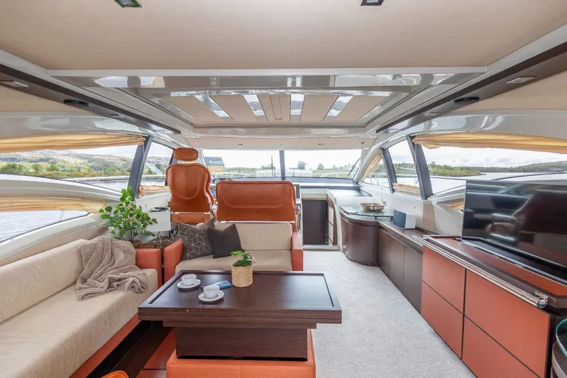  Yacht Photos Pics Luxurious interior of a 2008 Azimut 62S yacht with elegant seating and modern decor.