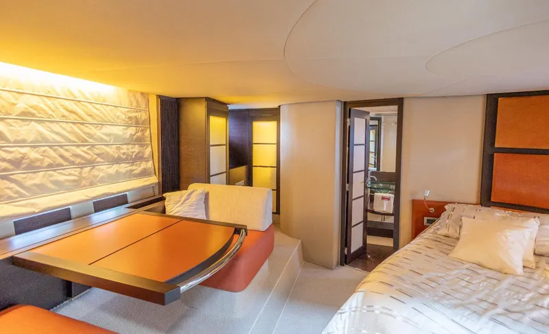  Yacht Photos Pics Luxurious interior of a 2008 Azimut 62S yacht with elegant furnishings and ambient lighting.