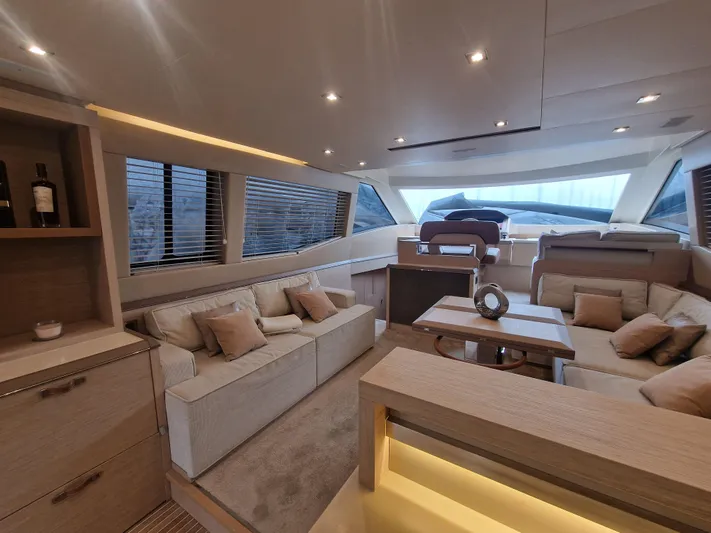 Sandrali Yacht Photos Pics Luxurious interior of 2016 Beneteau Monte Carlo 6 yacht with elegant seating and modern design.