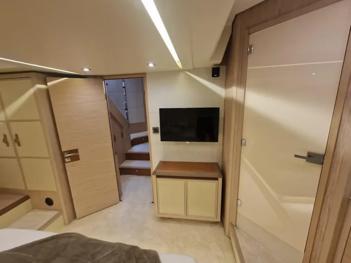 Sandrali Yacht Photos Pics Interior of 2016 Beneteau Monte Carlo 6 yacht, featuring modern design and cozy furnishings.