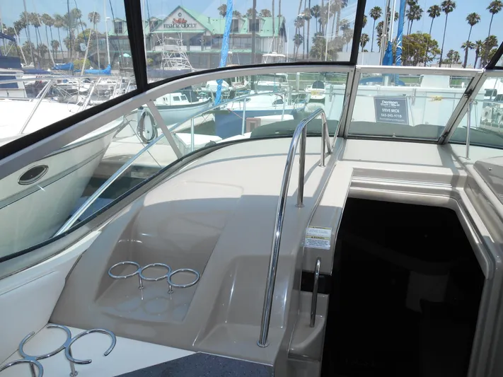 Legasea Yacht Photos Pics 2013 Sea Ray 330 Sundancer boat interior with marina view.