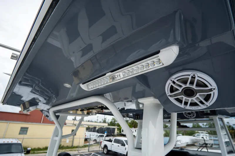  Yacht Photos Pics 2023 Tidewater 380 CC Adventure boat with LED light and speaker detail.