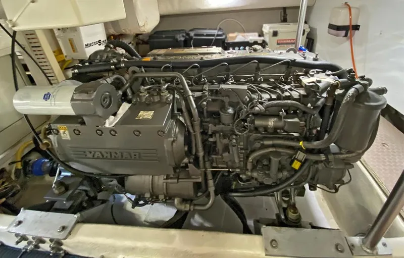 Sandpiper Yacht Photos Pics Engine room of a 2004 Mainship 340 with a Yanmar engine.
