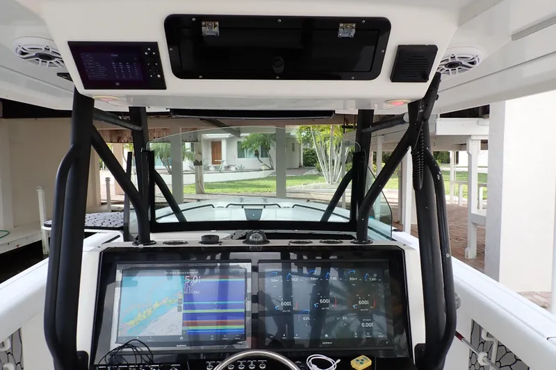  Yacht Photos Pics 2019 Wellcraft 352 Fisherman boat dashboard with advanced navigation and control systems.