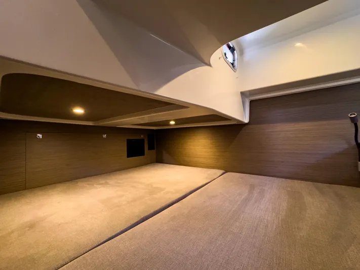  Yacht Photos Pics 2024 Beneteau Flyer 10 cabin interior with modern design and ambient lighting.